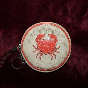 Vintage Coach Coral Leather Crab coin purse